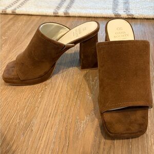 Oasis Society Brown Suede Mules for Women